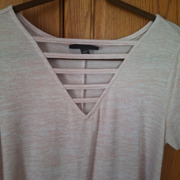 Lane Bryant  Short Sleeve Asymmetrical Midi Dress Light Pink Size 10/12 - Picture 3 of 10